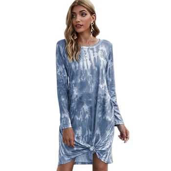 

Gradient color nightgowns women Autumn Winter long sleeveless sleepdress casual sleepwear women night dress