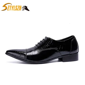 

Business Classic Official Patent Leather Shoes Men Dress Shoes Style Man Leather Wedding Shoes Social Sapato Male Oxfords Flat
