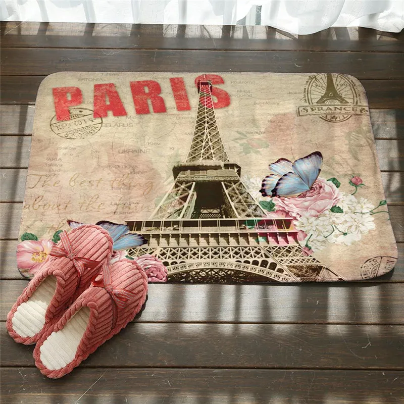 

Retro Building Door Mat Retro Flower Printing Doormat Flannel Home Decoration Non-slip Floor Mat Tapis de bain felpudo