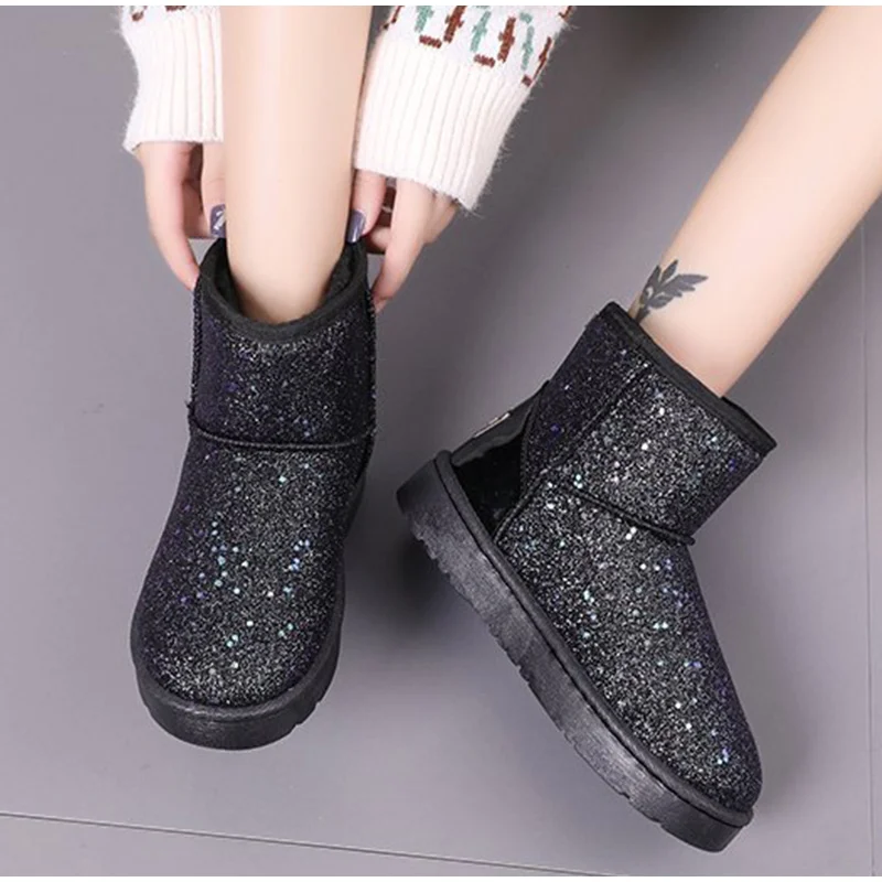 Women Snow Boots Glitter Woman New Warm Short Plush Soft Ladies Ankle Boot Winter Fur Bling Platform Female Casual Shoes Women Snow Boots Glitter Woman New Warm Short Plush Soft Ladies Ankle Boot Winter Fur Bling Platform Female Casual Shoes