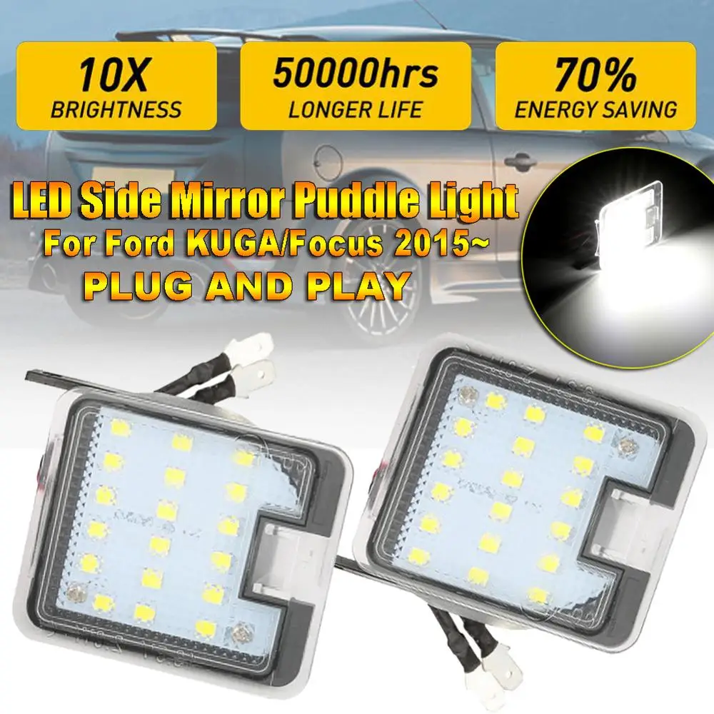 

2Pcs LED Side Mirror Puddle Light Led Under Rearview Mirror Light Signal Lamp Car-styling Auto Replacement for Ford Kuga Focus