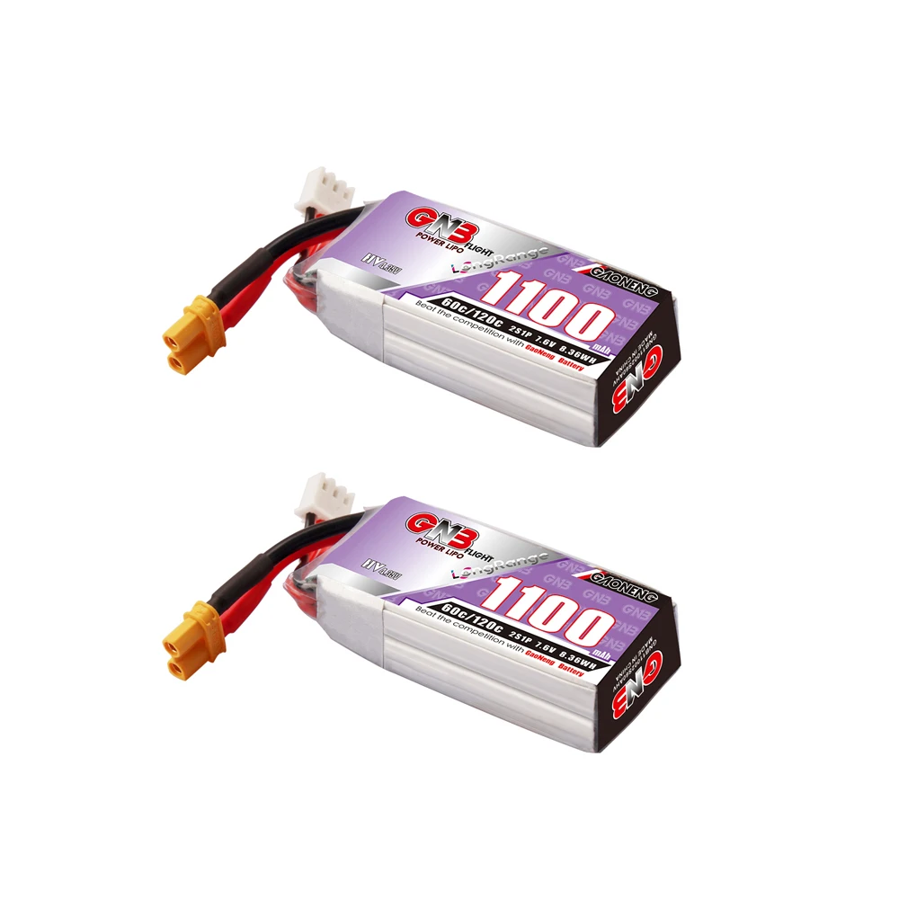 2 шт. Gaoneng GNB 1100 мАч 7 6 В 60C/120C 2S 1P легкий HV Lipo аккумулятор XT30 XT60 разъем для FPV