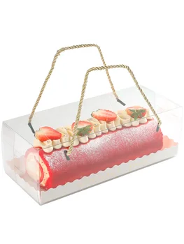 

20PCS Transparent Long Plastic Roll Cake Box towel roll box Swiss roll rectangular chiffon cake box gift packing Free Shipping