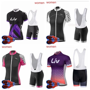 

2020 Womens Cycling Short Sleeve Jersey 9D Pad bib shorts sets Bicycle clothing Road racing Sport wear S080605