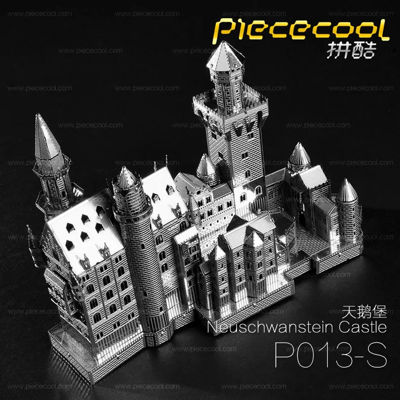 

Piececool Metal DIY Architecture Assembled Model 3D Nanometer Jigsaw Puzzle Neuschwanstein Silver