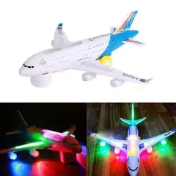 DIY сборка Airbus самолет автопилот вспышка самолет со звуком Музыка освещение игрушки электрические самолеты DIY игрушка для детей