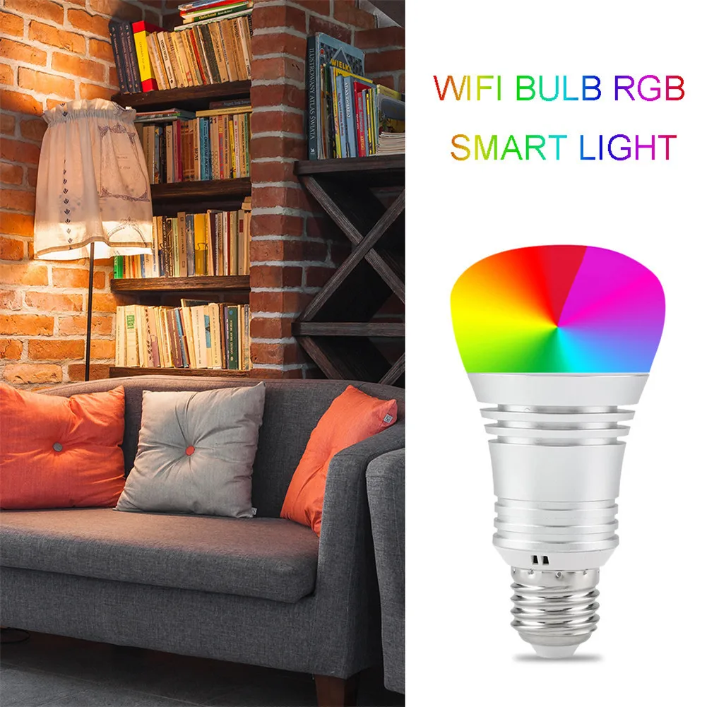 E14 E27 B22 WiFi лампа RGB умный свет 15 Вт светодиодные лампочки дистанционное управление мобильным телефоном умная лампа RGB умная лампочка