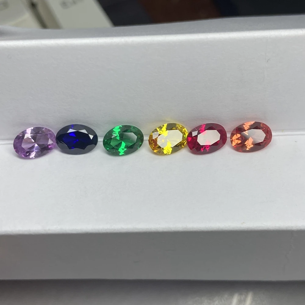 Meisidian 5A Quality 5x7mm Oval Cut Fancy Color Lab Sapphire Rainbow Gemstnoe