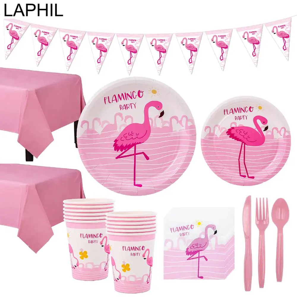LAPHIL Гавайские Луау вечерние украшения Фламинго вечерние столовая посуда розовая скатерть бумажная тарелка салфетка Фламинго тематическая вечеринка на день рождения