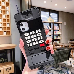 Retro Style 3D Classic Mobile Phone Case - Soft Silicone, Humorous Design for iPhone 15 (Black)