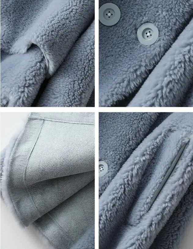 Real Fur Coat Wool Jacket Autumn Winter Coat Women Clothes Korean Vintage Sheep Shearling Suede Lining Women Tops ZT3761