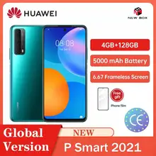 Huawei P Smart 2021 4GB 128GB 48MP Quad Camera 5000 mAh Battery 6.67 Frameless Screen Carregamento rápido do celular Celular