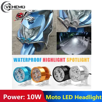

Waterproof Motorcycle LED Headlight 4LED Electric Lights Retrofit External Lights Highlight Spotlight 9V-85V For Bike Motorcycle