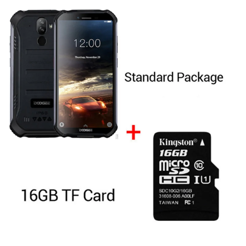 DOOGEE S40 4GNetwork прочный мобильный телефон 5,5 дюймов Дисплей 4650 мА/ч, MT6739 4 ядра, 3 Гб оперативной памяти, Оперативная память 32GB Встроенная память Android 9,0 8.0MP IP68/IP69K - Цвет: Black N 16GB Card
