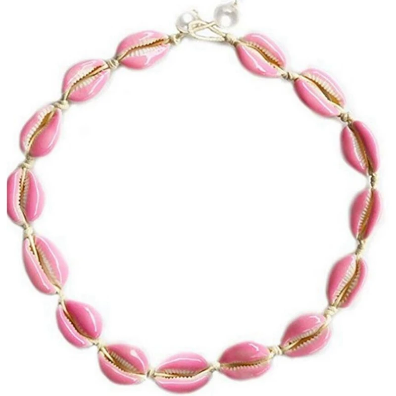 Bohemia Boho Sea Shell Колье Ожерелье женские розовые ракушки ювелирные изделия Пляж чокер простой шейный платок для девочек