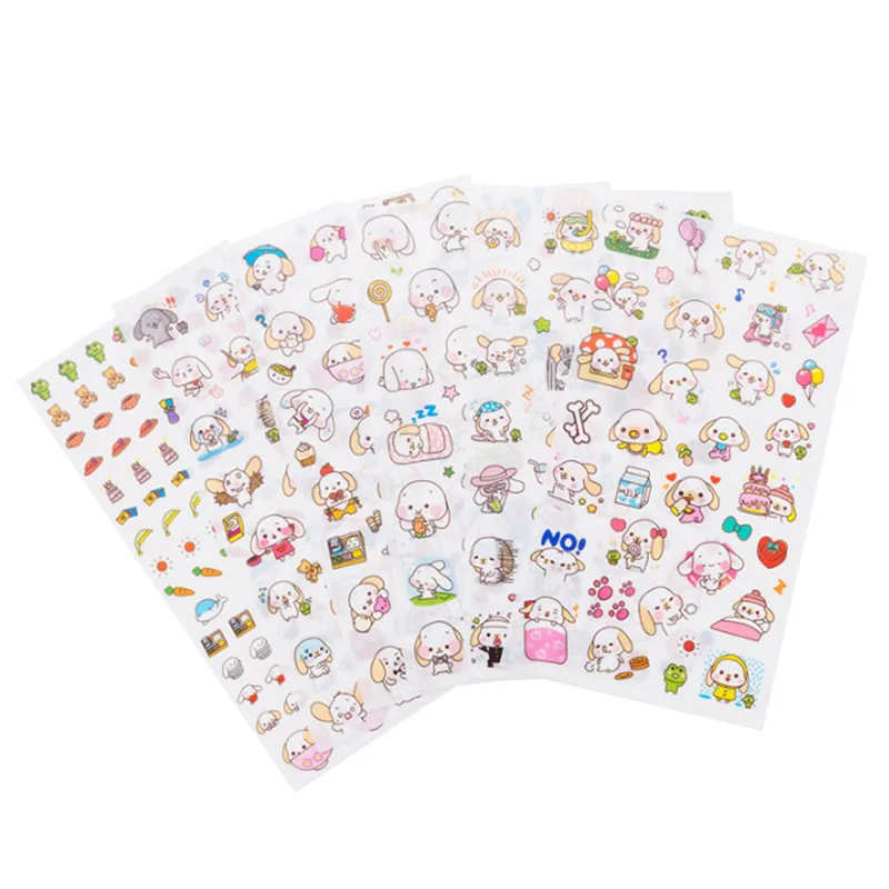 6 листов/упаковка в партии Kawaii Japan Cats life PET стикеры Горячая студенческие украшения дневник наклейки офисные школьные принадлежности - Цвет: Big ear dog