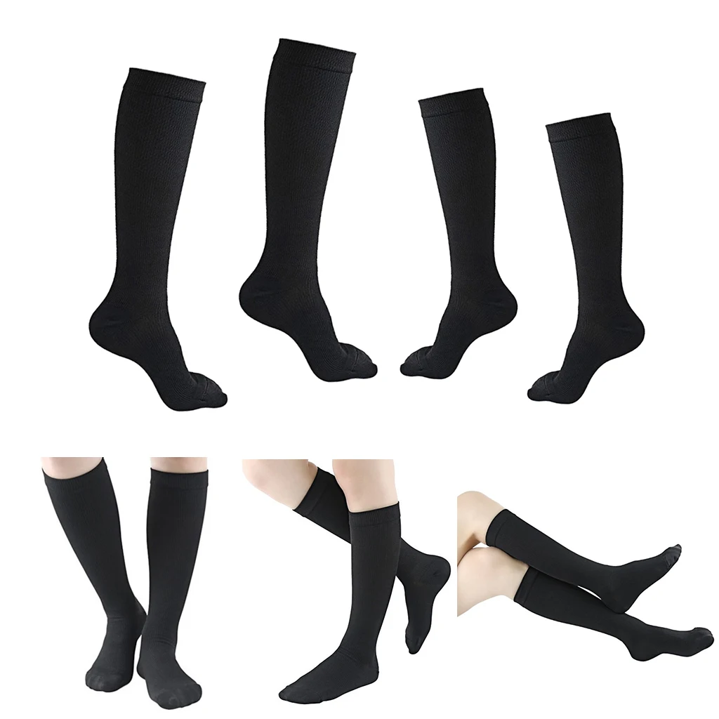2 Pair Women Knee High Compression Socks For Running Athletic Nurse Fitness Gym