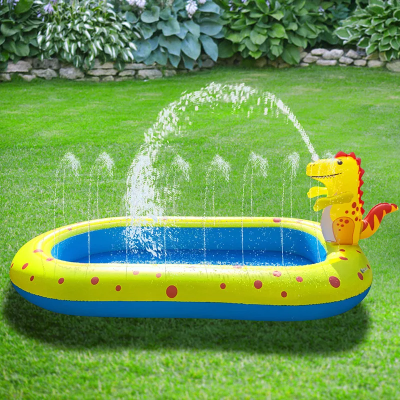 Cartoon Inflatable Dinosaur Fountain Outdoor Dolphin Watering Mat Children's Water Toys Frog Swimming Pool Shark Swimming Pool 4