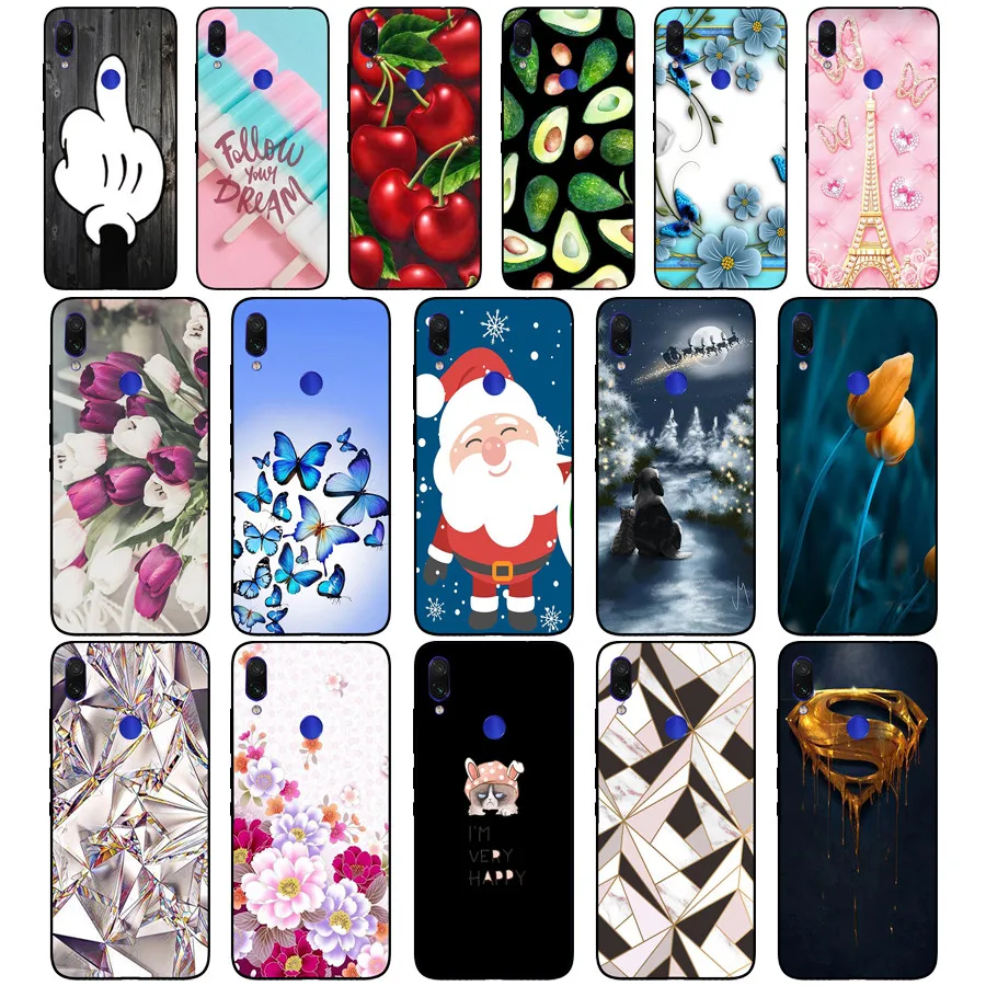 Untuk Xiaomi Redmi Note 7 Hitam Case Silikon Lembut Funda untuk Xiaomi Redmi Catatan 7 Hitam TPU Case Pelindung 6.3 