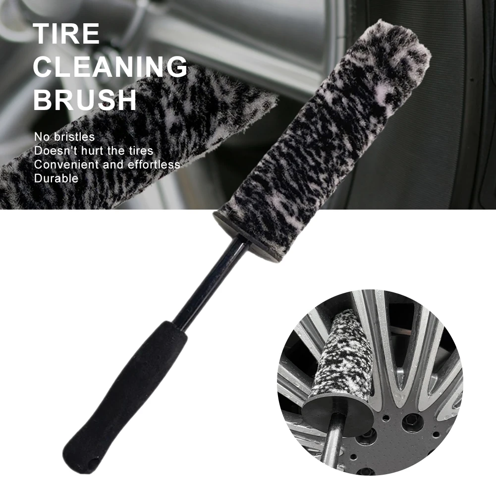 Microfiber Wheel Brush Non slip Handle Car Cleaning Kit Rim Spoke Wheel