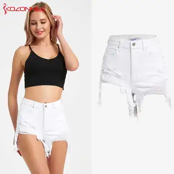 

Tassel White elasticity Women Denim Shorts With High waist ultrashort Female Summer Shorts For Women's jeans #23