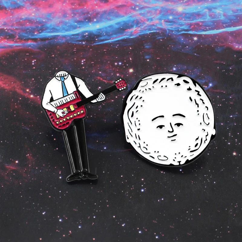 Punk Hip-hop Suit! Personalized Singer Playing Guitar Oversized Head Body Separation Creative Enamel Pins Jeans Backpack Badge