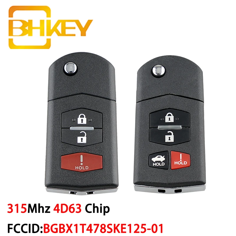 Смарт-ключ BHKEY для Mazda дистанционный ключ с чипом 4D63 3 5 6 BGBX1T478SKE125-01 Miata смарт-ключ
