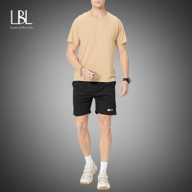 Tshirt Suits Sportswear-Set Mens Summer Casual-Sets Two-Piece Brand Men New Solid Short