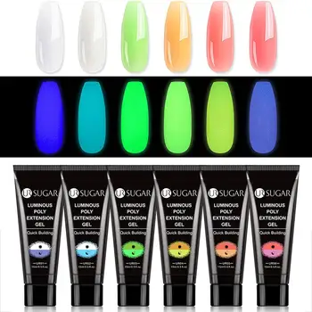 

6PCS Halloween Nail Extension Gel Set 15ML Neon Luminous Nail Polish Fluorescent UV LED Nail Art Set