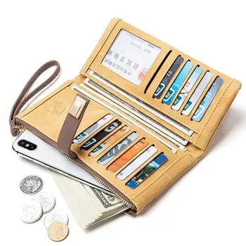 

Wristband Long Wallet Women Soft Leather Cell Phone Clutch Purse Pocket Large Capacity Purse Female Wallet Coin Purse Carteras