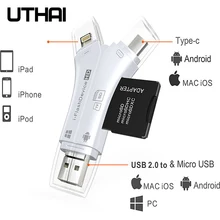Утхай C80 быстрозаряжаемый Micro SD/TF OTG кард-ридер Multi чтения карт памяти мини-адаптер для iPhone 6/7/8 11 XR Plus iPod iPad OTG Картридеры