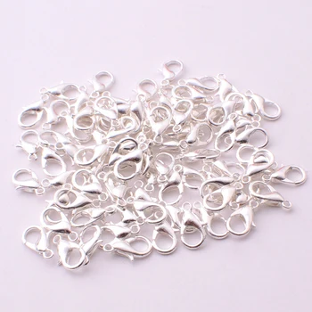 

100 Pcs Metal Buckle Lobster Clasp Hook 2 Colors Bracelet Alloy Chains Connectors Jewelry Findings Necklaces DIY Clip Keys