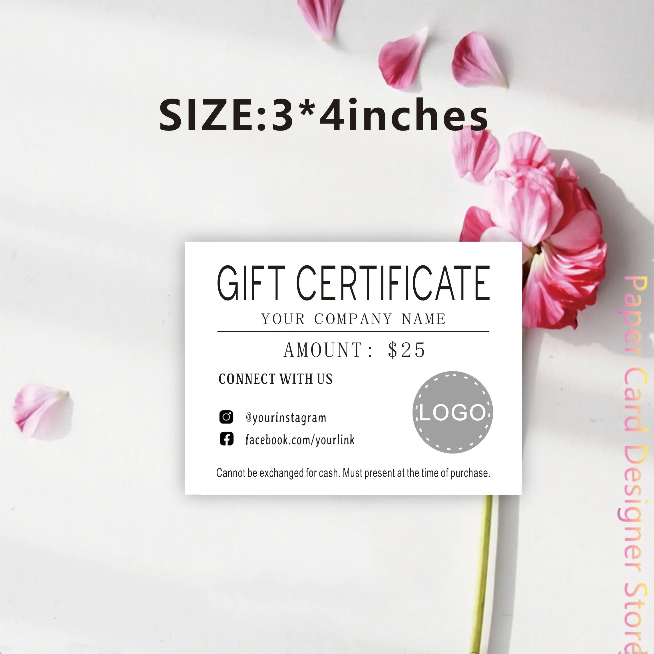 Editable Gift Certificate Template with Logo Modern Gift Card Template