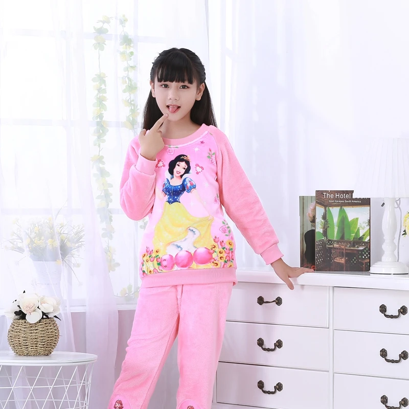 Осенне-зимняя детская Фланелевая пижама домашний костюм принцессы для мальчиков Серый комплект из двух предметов для мальчиков и девочек из кораллового флиса - Цвет: color at picture