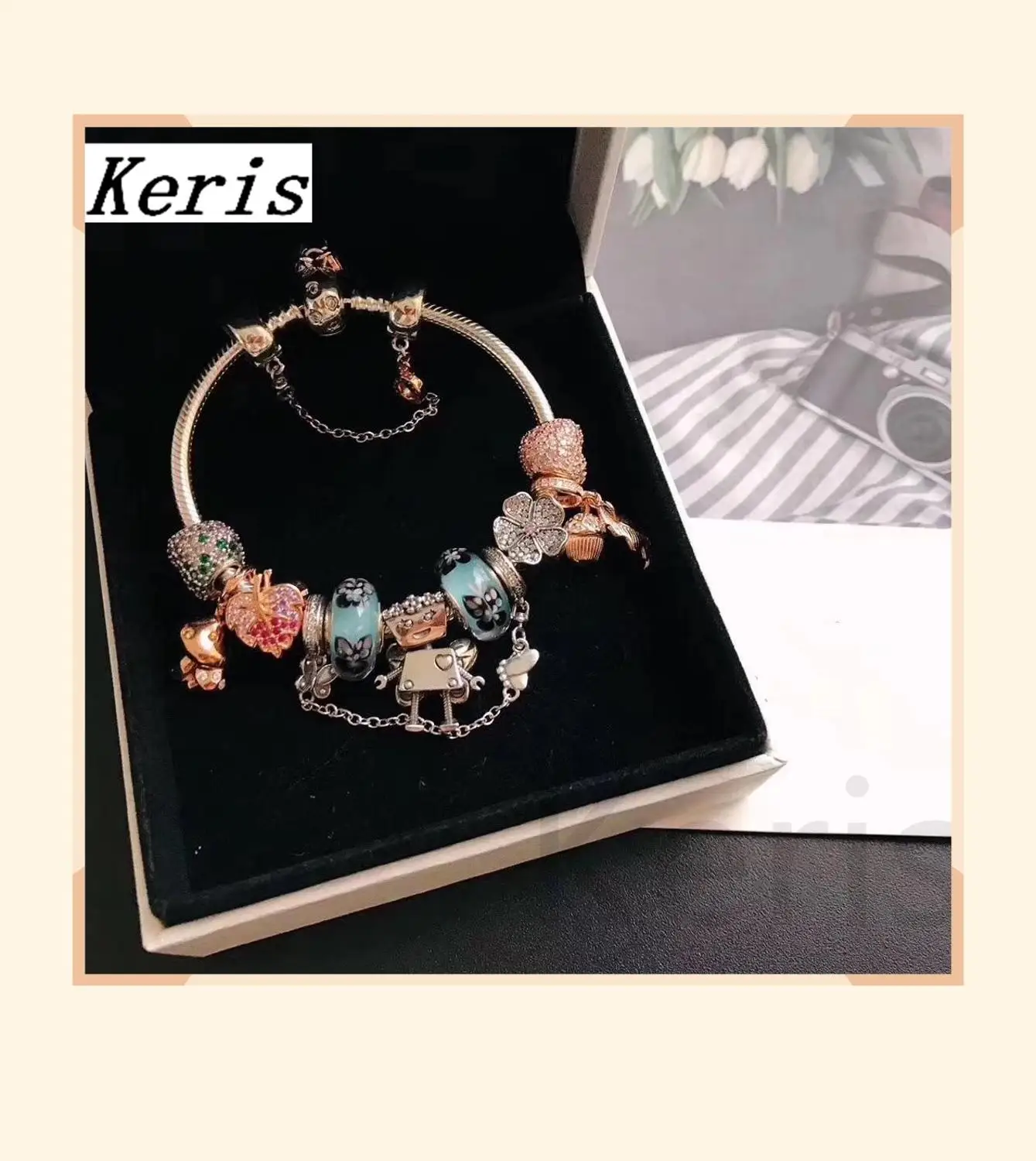 

High Quality Copy 1:1 100%925 Pure Silver New Rose Gold Autumn Style Deciduous Leaf String Bracelet Free Of Charge