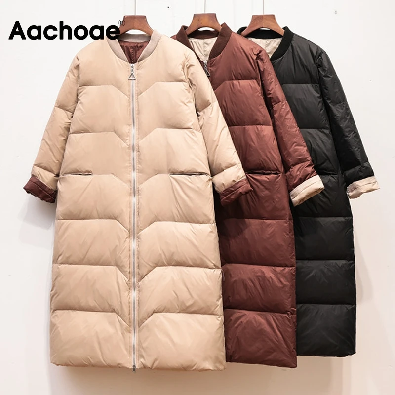 Aachoae Elegant Women Ultra Light Duck Down Coat