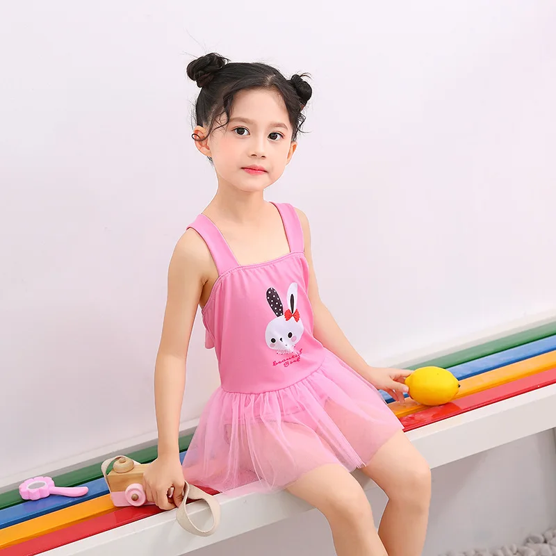 

Drop love for water Small CHILDREN'S Printed Siamese Swimsuit Women's Children Camisole Cute Gauze Baby Girls Swimwear