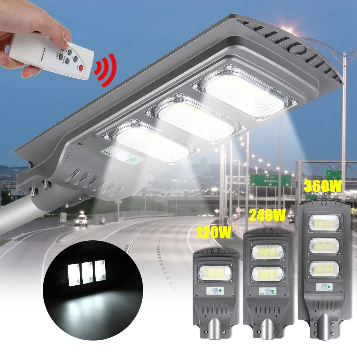 Светодиодный уличный светильник, 120 Вт, 240 Вт, 360 Вт, светодиодный наружный светильник, солнечный настенный светильник, радары, индукционный садовый светильник с дистанционным управлением