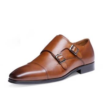 

Leather European and American fashion buckle monk Strap shoes Plus size men's brand casual leather shoes