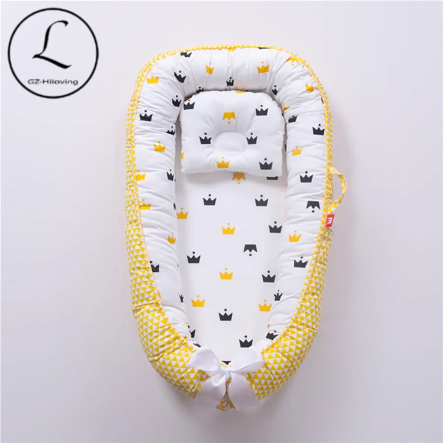 

85*50 cm baby nest bed with pillow portable crib travel bed for child toddler cotton cradle newborn crib cradle insurance bar