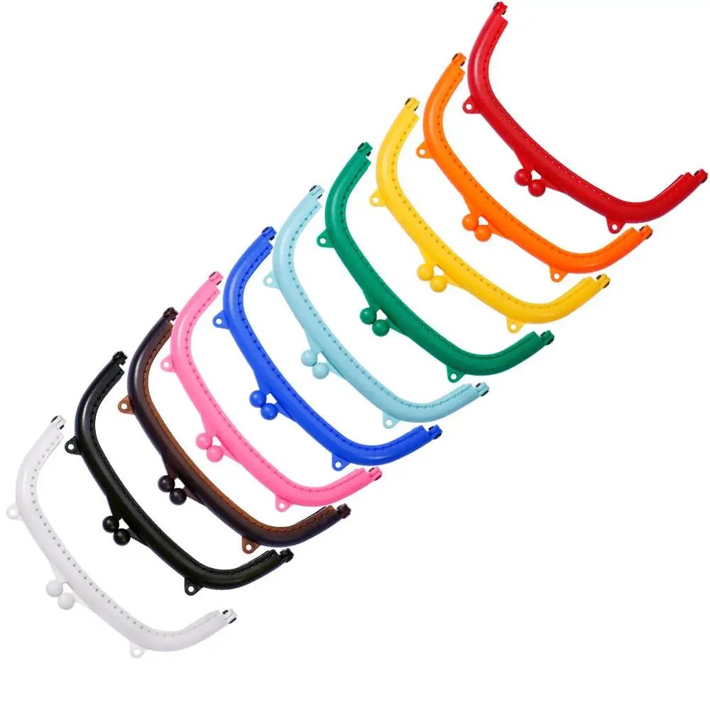 

Resin Handbag Handle DIY Craft Coin Purse Bag Arc Frame Kiss Clasp Lock Solid Candy Color New Bags Handle Purse Frame