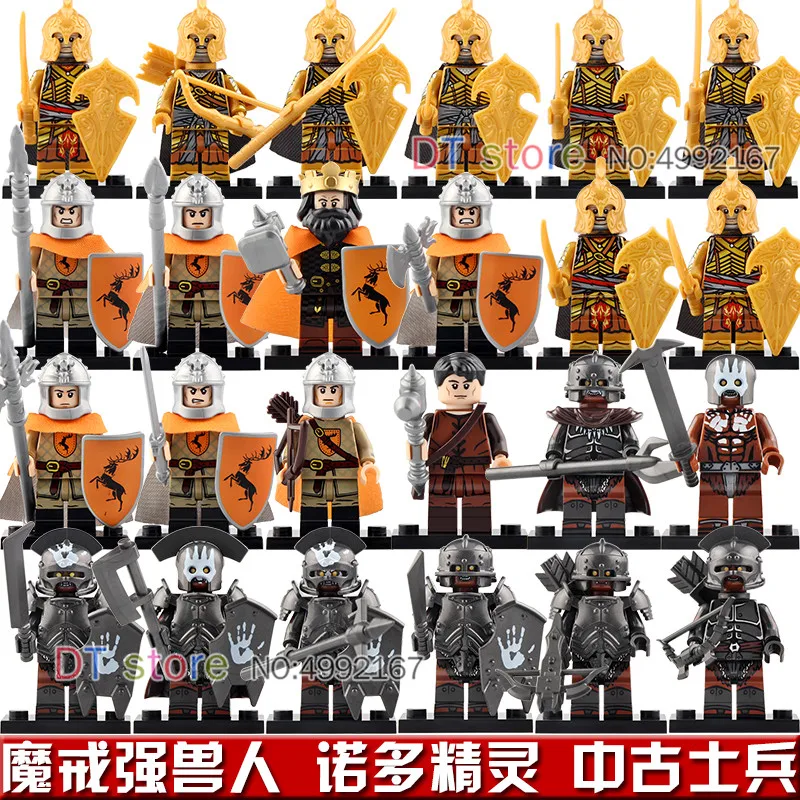 

50pcs/lot Uruk Hai Commander Action Figure Archer Army Armor Weapon Rider Rifleman Berserker Building Block Toys Kt1033 KT1032