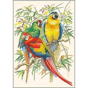 

Three parrots patterns Counted Cross Stitch 11CT 14CT 18CT DIY Chinese Cross Stitch Kits Embroidery Needlework Sets home decor