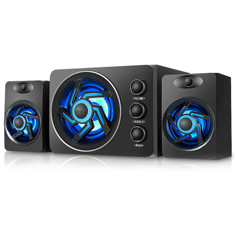 With Colorful LED Light Desktop Computer Speaker With Subwoofer Perfect 2.1 Gaming And Multimedia PC Speakers