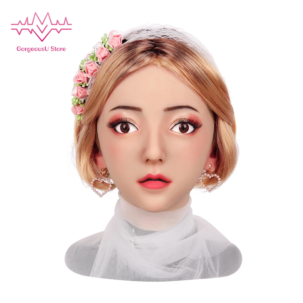 

Artificial Female Silicone Mask Realistic Ivera Headwear Crossdresser Cosplay Drag Queen Transgender Halloween Party