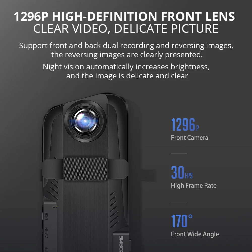 Azdome 10 дюймов PG12 Автомобильный видеорегистратор камера Full HD 1080P двойной