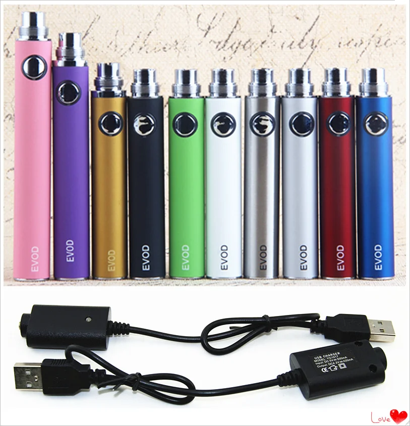 1 шт. EVOD батарея с USB зарядным устройством 1100 мАч испаритель 510 нить Аккумуляторы для электронной сигареты подходит ce4 ce5 mt3 атомайзер е-сигары высокого качества
