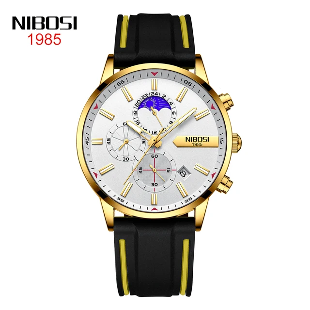 2021 New NIBOSI Brand Fashion Watch For Men Quartz Sports Stainless Steel Waterproof Chronograph Mens Watches Relogio Masculino M