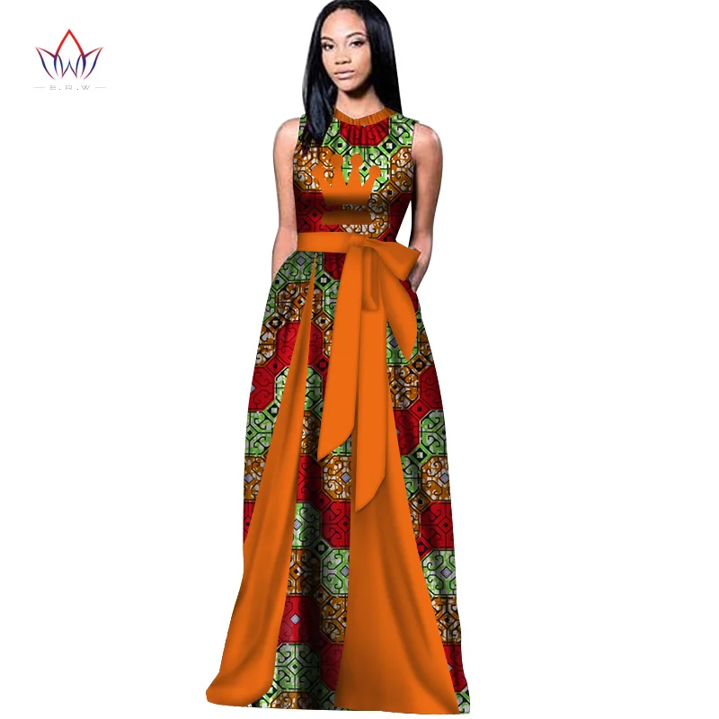 Летние макси платья африканские платья для женщин Vestidos платье с большим бантом африканская одежда платья с открытой спиной WY2788 - Цвет: 16