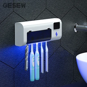 

GESEW UV Sterilization Toothbrush holder Bathroom Organizer For Toothbrush Wall-mounted Storage Shelf Home Bathroom Accessories